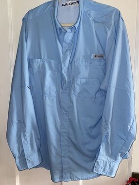 Columbia PFG Men's Light Blue Long Sleeve Fishing Shirt XL
